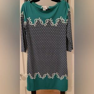 Max Studio green/blue shift dress
